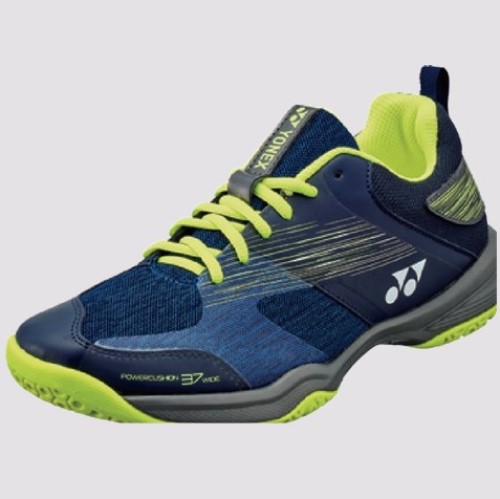 Yonex POWER CUSHION 37W Badminton Shoes SHB37WEX, Wide Fit, Blue / Yellow Unisex